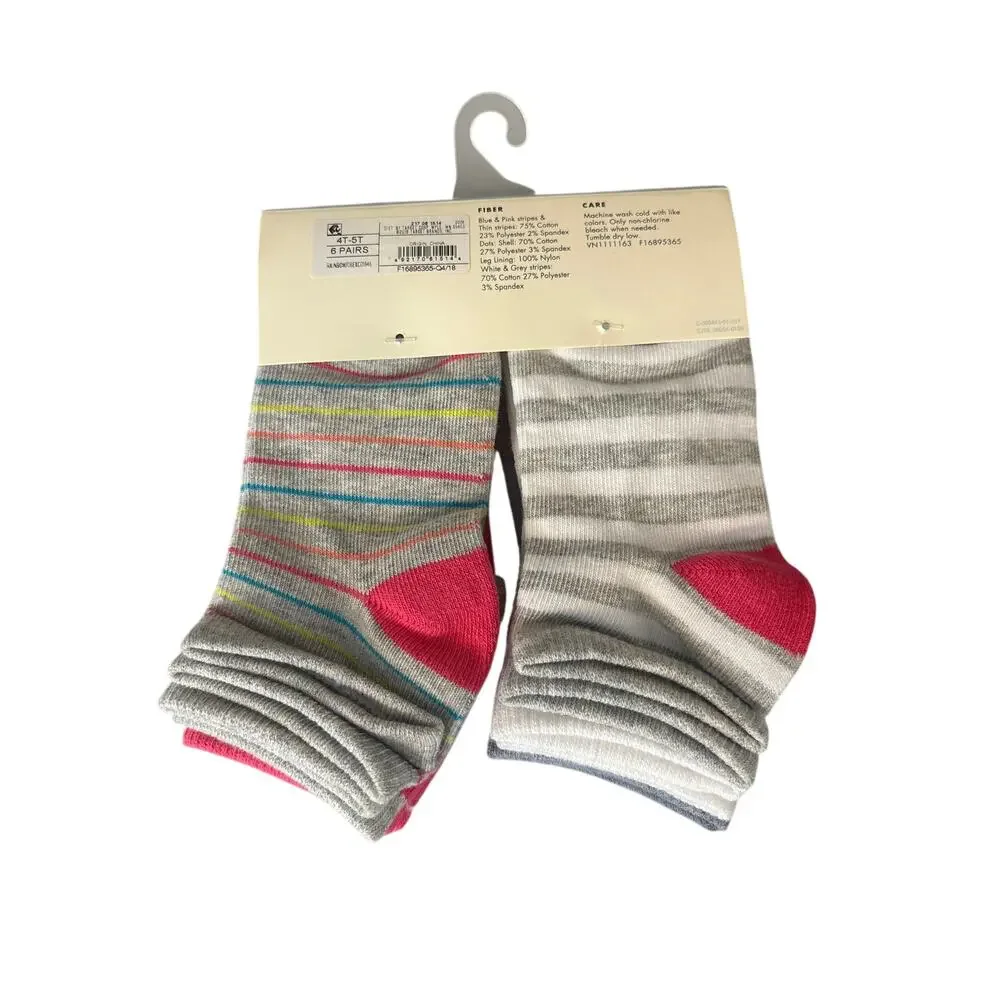 Cat & Jack Girls Low-Cut Socks 6 Pairs Multicolor Neutral Size 4T-5T 8-11 New
